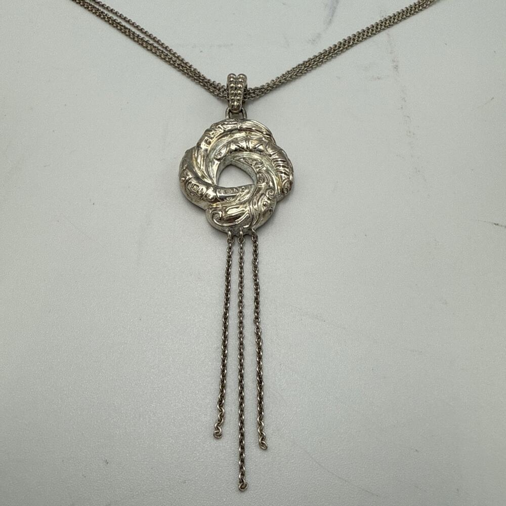 Algerian Love Knot Necklace 18” Chain 925 SterlingSilver Textured 007 James Bond